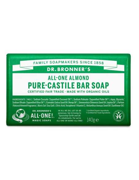 Pastilla de jabon de almendras bio 140g Dr. Bronner's Pastilla de jabon de almendras bio 140g Dr. Bronner's